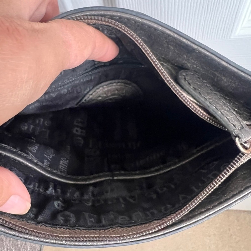 Etienne Aigner Crossbody Bag Bronze Metallic Leather Zip Pocket Small Purse - Picture 3 of 12